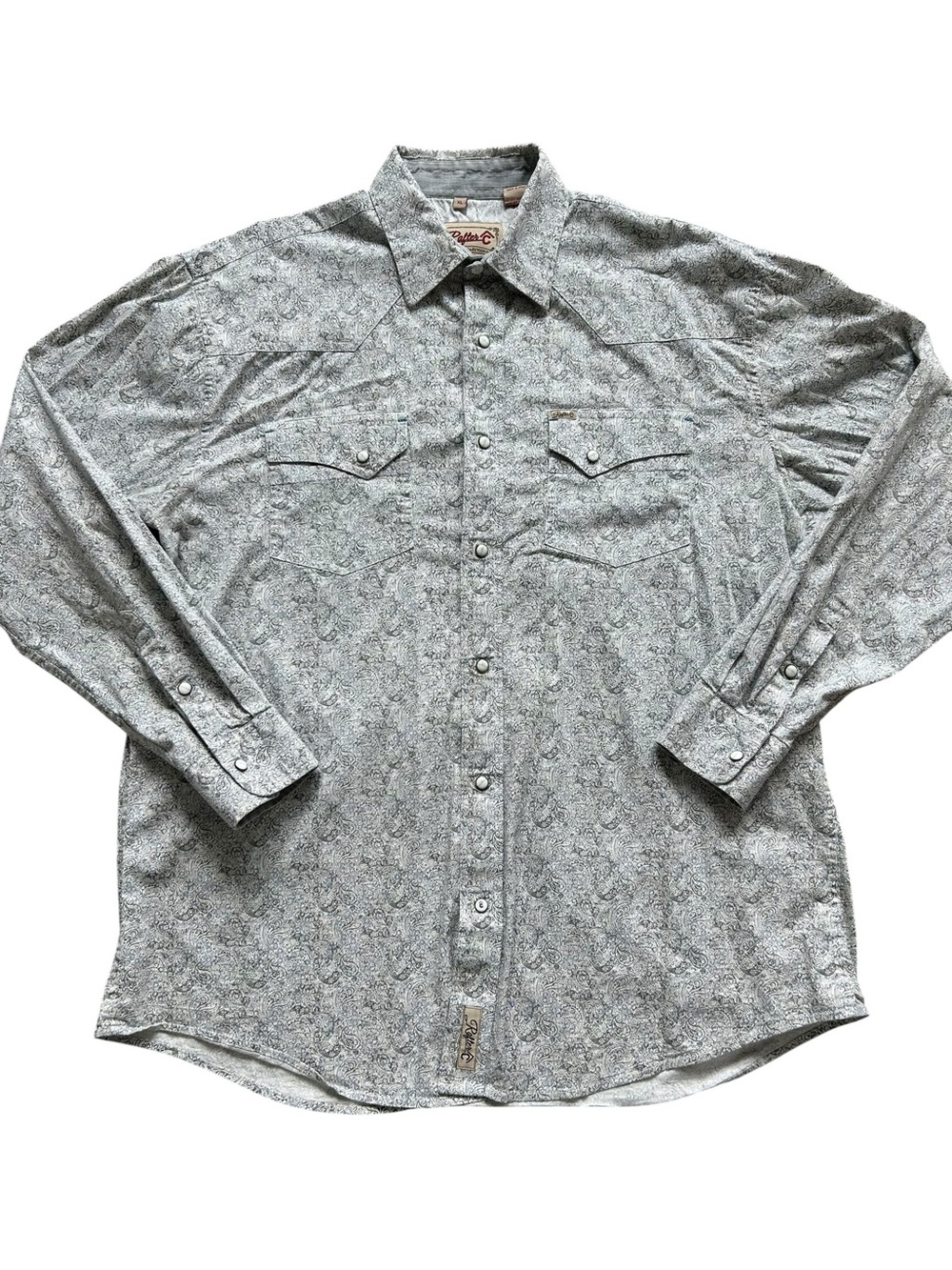 Rafter C Men’s Western Pearl Snap Button-Down Paisley Grey Shirt Size XL - Picture 4 of 12